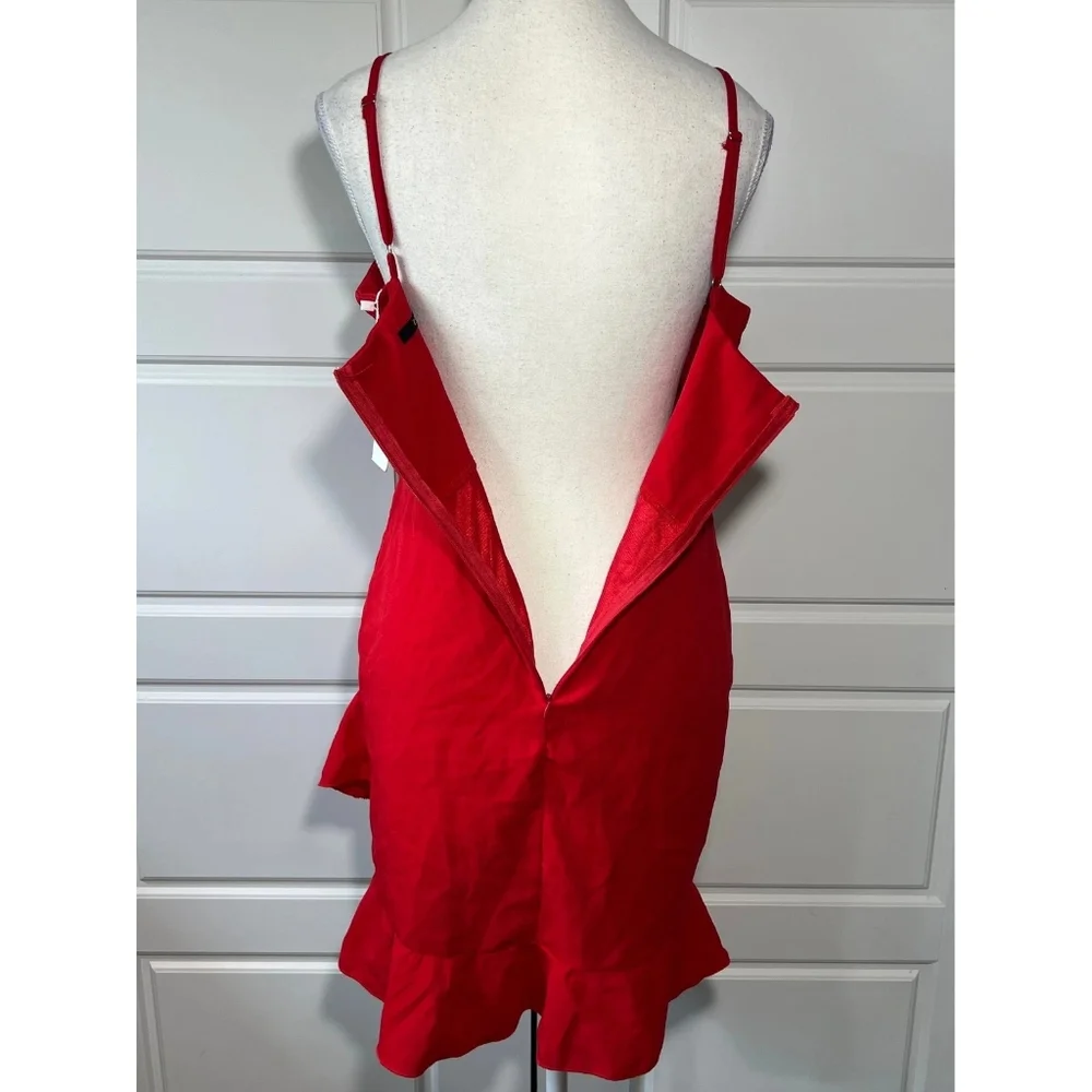 Red Ruffled Spaghetti-Strap Dress - Picture 4 of 4